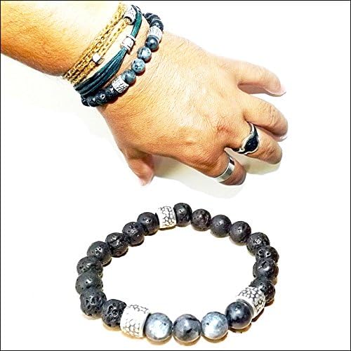 Men's beaded bracelet - men's bracelet with Real Grey Labradorite gemstones