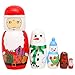 Moonmo 5pcs Wooden Russian Nesting Dolls Santa Claus Nesting Dolls Matryoshka Dolls
