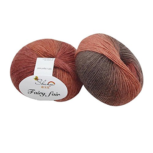 FTXJ 1PC Roll Rainbow Color Wool Blend Slim Thread Knitting Crochet Yarn Skeins Anti-shrink Knitwear Supplies (C) - Thumbnail 2