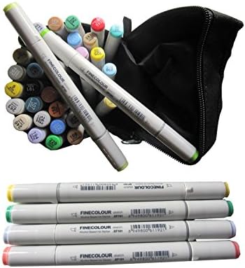 36-color Set for Manga &amp; Cartoon Desgin, Finecolour Sketch Twin Marker Set Alcohol Based Ink, Junior Art Markers for Anime Sketching