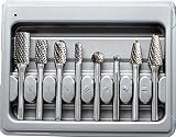 OSIDU 8Pcs Tungsten Carbide Rotary Burr Set 1/4-Inch Shank for Rotary Drill Die Grinder Head Carbide File Cutter Taper Points Burrs Metal Polishing Carving Bit Power Tools Double Cut