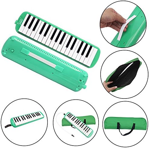 32 Key Portable Melodica With Carrying Bag and Blowpipe &amp; Blow PipeFor Music Lovers Beginners Gift (Green)