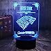 Game of Thrones Winter is Coming House Stark of Winterfell Direwolf 3D LED Acrylic Optical Illusion Night Light A Song of Ice and Fire Home Room Decor Cool Table Lamp(House Stark)