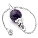 Jovivi 3pcs Beautiful Amethyst Rose Quartz Clear Crystal Quartz Pendulum Dowsing Chakra Pendant With Chain
