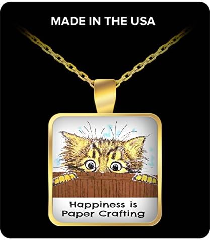 Square Necklace for Crafters says Happiness is Paper Crafting
