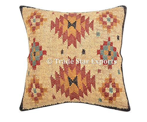 Handwoven Indian Cushions, Kilim Pillow Cover 18x18, Decorative Throw, Boho Pillow Shams, Outdoor Cushion Cover