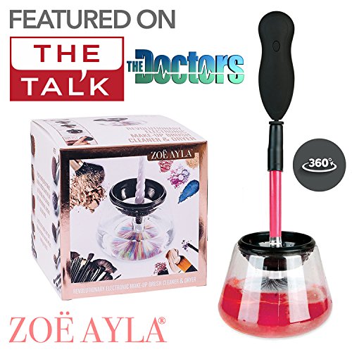 Make Up Brush Cleaner Spinner - by ZoÃ« Ayla - Electronic Makeup Brush Cleanser Dryer - Cleans & Drys in Seconds - Fully Automatic - Premium Quality - Healthier Face and Skin - Mess Free