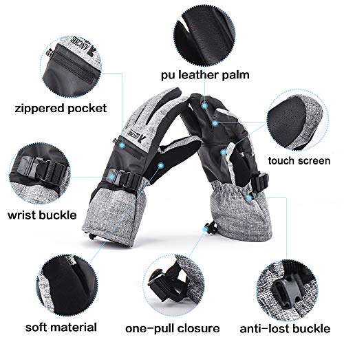 Ski Gloves Waterproof Snowboard Gloves,3M Thinsulate Winter Warm Snowmobile Cold Weather Gloves for Men &Women