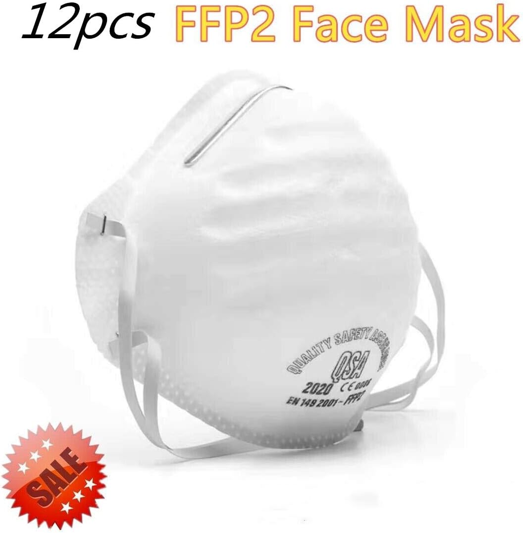 N95 FFP2 PM2.5 Anti Air Pollution Face Mask With Respirator headband Dustproof Mask Activated Carbon Filtration Exhaust Gas (12pcs-FFP2)