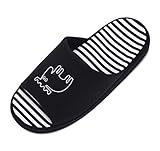 Urban CoCo Cartoon Animal Knitted Cotton Skidproof House Slippers (US size 5-7, Deep black)