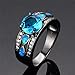 JunXin Brilliant Round Cut 8MM Aquamarine Blue Topaz Ring Blue Fire Opal for Women Size6/7/8/9(9)
