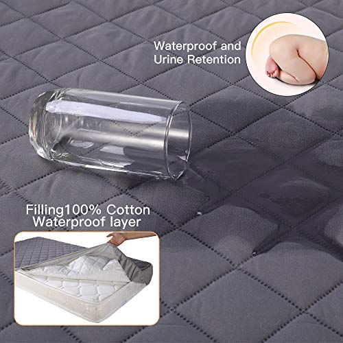 KEAFOLS Waterproof Crib Mattress Protector 28x52, Breathable Protective Mattress Pad Cover Quilted Fitted Baby Bed Sheet for Toddler and Crib - Thumbnail 3