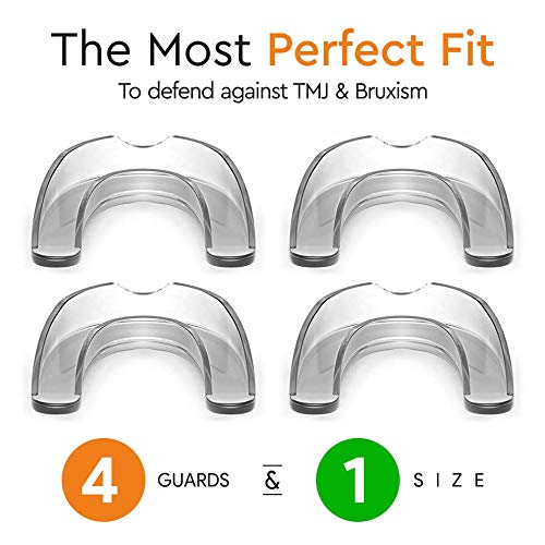 Professional Mouth Guard For Grinding Teeth, Thin Fit, 4 Pieces Mouthguard, Moldable Night Guards For Teeth Grinding, Night Guard Eliminates Bruxism & Teeth Clenching, Antibacterial Dental Guard Case