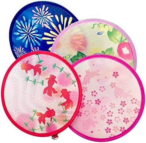 Abbony Round Floral Polyester Hand Fan Colorful Home Japanese Style Festival Decor Children Frisbee random color