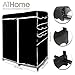 ATHome Lightweight, Durable, Sturdy, Dust and Moisture Proof, Easy Open T-Zipper, Portable Closet Wardrobe, 60 inches, Black