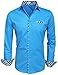 HOTOUCH Mens Dress Slim Fit Plaid Collar Button Up Shirt Lake Blue, XX-Large, Long Sleeve