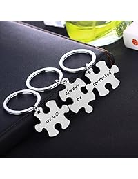 YeeQin - Juego de 3 llaveros con texto en inglés "We will always be connected keychain", juego de collar, joyería para mejores amigos, regalo para hermanas