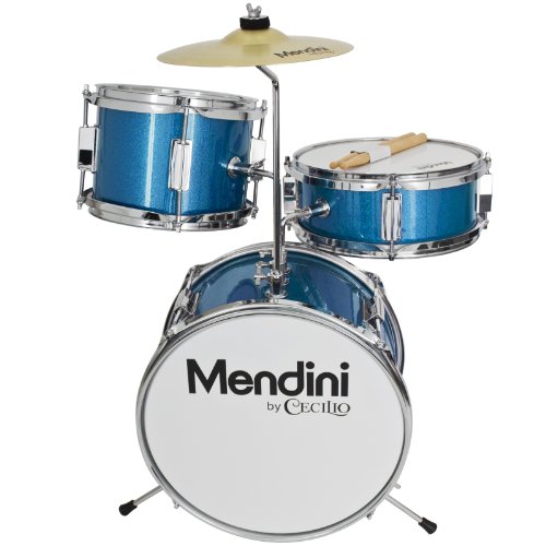 Mendini by Cecilio 13 Inch 3-Piece Kids / Junior Drum Set with Adjustable Throne, Cymbal, Pedal & Drumsticks, Metallic Blue, MJDS-1-BL Musical Instruments, Drums & Percussion, Drum Sets & Set Components, Drum Sets