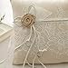 RIMOBUL Wedding Ring Pillow, Bearer Pillow Lace & Flower Ring Cushion for Beach Wedding Party Ceremony 8.2