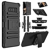 Galaxy Note 8 Case, Elegant Choise Hybrid Heavy Duty Dual Layer Shockproof [Swivel Belt Clip] Holster with [Kickstand] Combo Rugged Defender Case Cover for Samsung Galaxy Note 8 (Black)