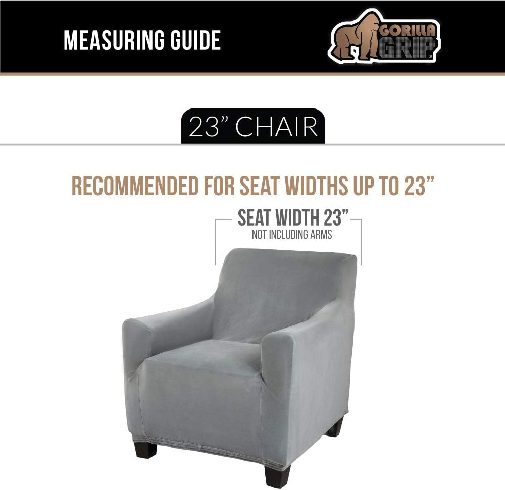 Gorilla Grip Original Fitted Velvet 1 Piece Chair Protector for Seat Width to 23 Inch, Stretchy Furniture Slipcover, Fastener Straps, Spandex Chair Cover for Pets, Armchair, Diamond Chocolate White: Home & Kitchen