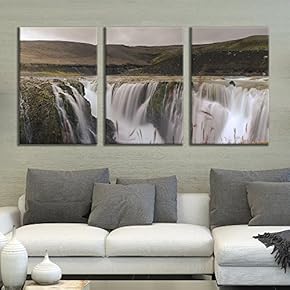 3 Panel Canvas Wall Art - Majestic Natural Landscape Triptych Canvas Series - Long Exposure of Waterfalls - Giclee Print Gallery Wrap Modern Home Art Ready to Hang - 16"x24" x 3 Panels
