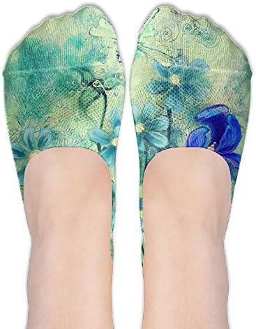 Green Dragonfly And Flowers Female Polyester Cotton Socks Women Boat Socks Thin Casual Socks Low Cut Socks