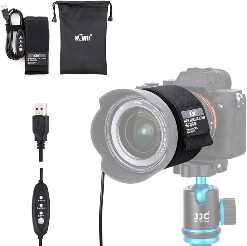 KIWIFOTOS USB Lens Dew Heater Warmer Strip with Temperature Regulator Condensation Prevention for Camera DSLR Lens Telescopes Eyepieces Heating