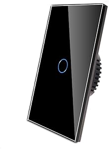 CNBINGO Single-Pole Light Switch, No Neutral Wire Required, Black Single Touch Switch, Screwless Wall Plate(Tempered Glass) with LED Indicator,US-Standard, FCC Listed, 1-Gang Wall Switch