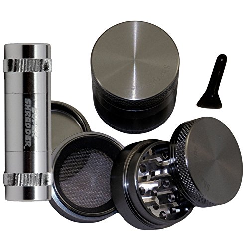 1.5" - Grey SharpStoneÂ® Herb Grinder + SUPER SHREDDER Pollen Press