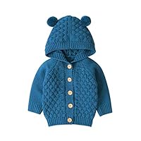 PlayMate Girls Outfits&Set Baby Boy Girl Sweater Toddler Long Sleeve Cartoon 3D Bear Ear Knit Hoodies Cardigan Outerwear