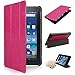 2015 New Fire 7'' Case - Premium Leather Folio Stand Case Cover for Amazon New Fire 7'' Tablet 2015 Version Tablet Only (Rose Red)