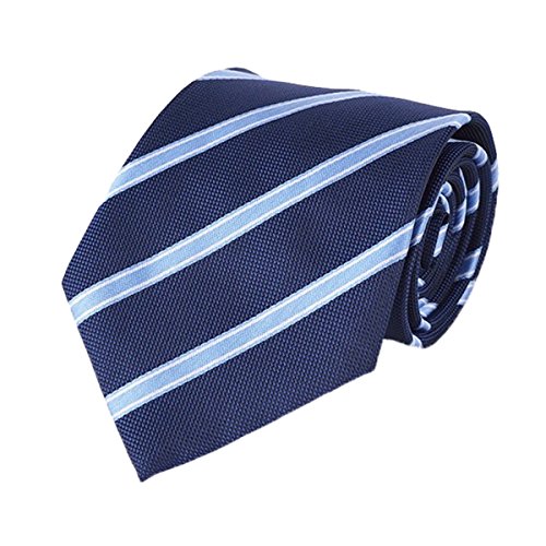 Mens Formal Slim Arrow Designer Blue Tie, Light and Dark Blue Stripes, SA32