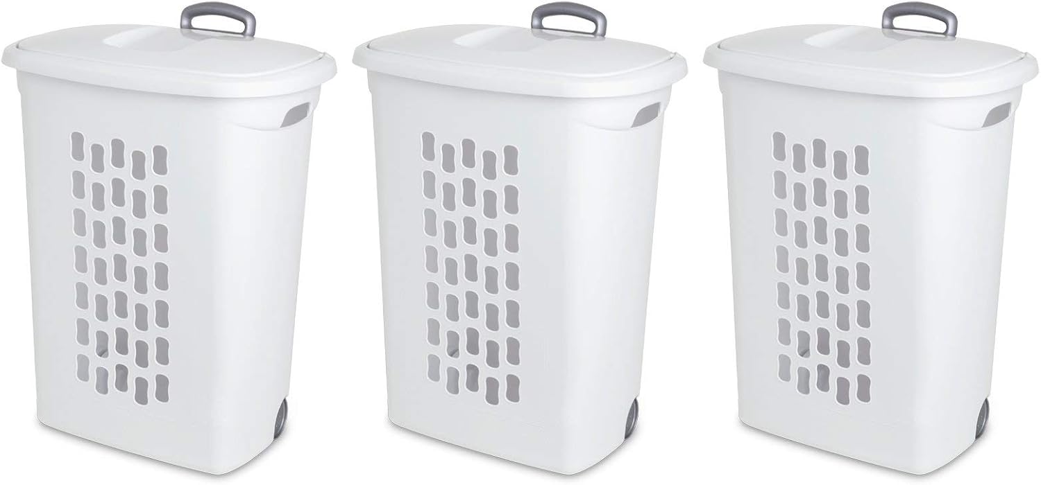 Sterilite 12228003 Ultra Wheeled Hamper, White, 3Pack by STERILITE