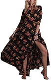 R.Vivimos Women Cotton Flower Printing Long Sleeve Long Dresses
