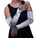 Dancing with the Moon Fingerless Satin Opera Length Gloves