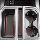 2017 2018 2019 2020 for Ford F-150 Custom Fit Cup Holder and Door Liner Accessories F150 28-pc Set (Super Crew) (Red Trim)