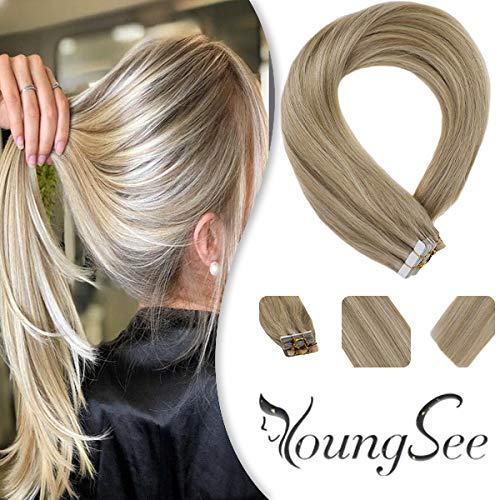 Amazon Com Youngsee 14 Blonde Tape In Hair Extensions Human