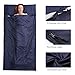 ENKEEO Travel and Camping Sheet Sleeping Bag Liner – 87” x 43” Lightweight Compact Envelope Sleep Bag with Pillow Room and Full Length Zipper, Large Single Size, Navy Bluethumb 2