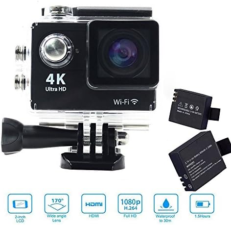 SENYE Ultral HD Waterproof Sport Camera 4K Wi-Fi Action DV Camcorder with 170 Degree Lens for Extreme Outdoor Sports - 2 batteries