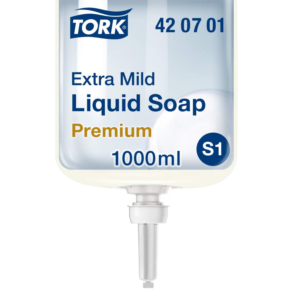 Tork Sensitive Liquid Soap S1, Dermatologically Tested, 1 x 1000ml, 420701, White, 1 l (Pack of 1)