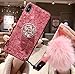 Lozeguyc iPhone XR Bling Marble Kickstand Case,iPhone XR Luxury Soft Hard Back Case Shiny Glass Shockproof Ring Stand Cover for iPhone XR 6.1 Inch-Pink