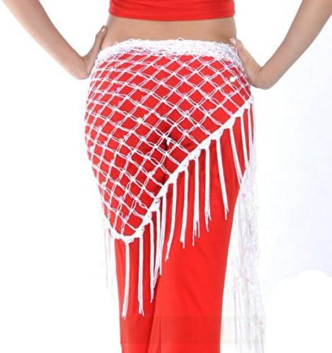 Women's Belly Mesh Dance Flashy Fringe Hip Scarf Skirt Wrap Belt with Coins Waistband