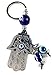 Nazareth Store Evil Eye Silver Hamsa Keychain Hand Fatima Protection Charm Key holder Lucky Amulet Ring Key Holder