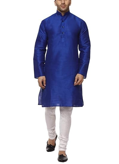 Men's Faux Silk Blend Kurta Pyjama Set With 12 Color Options