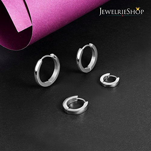 JewelrieShop Men Jewelry Set Huggie Hinged Hoop Dangle Earrings, Stainless Steel, Hypoallergenic, Urban Hoop Earrings - Thumbnail 6