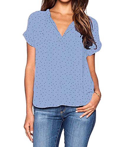 Casual Polka Dots Blouse Short Sleeve 