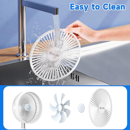 Quntis Ventilador Portatil Plegable Recargable de 8 pulgadas, 7200mAh Ventilador con Control Remoto, Silencioso Oscilante que Funciona de 180° Para Camping, Picnic y Barbacoa