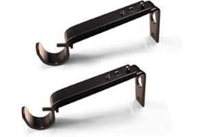 IHRDNNR Curtain Rod Brackets Heavy Duty Adjustable Rod Holders for 7/8 or 1 Inch Rods, Set of 3 (Bronze, fits rods up to 1 inch)