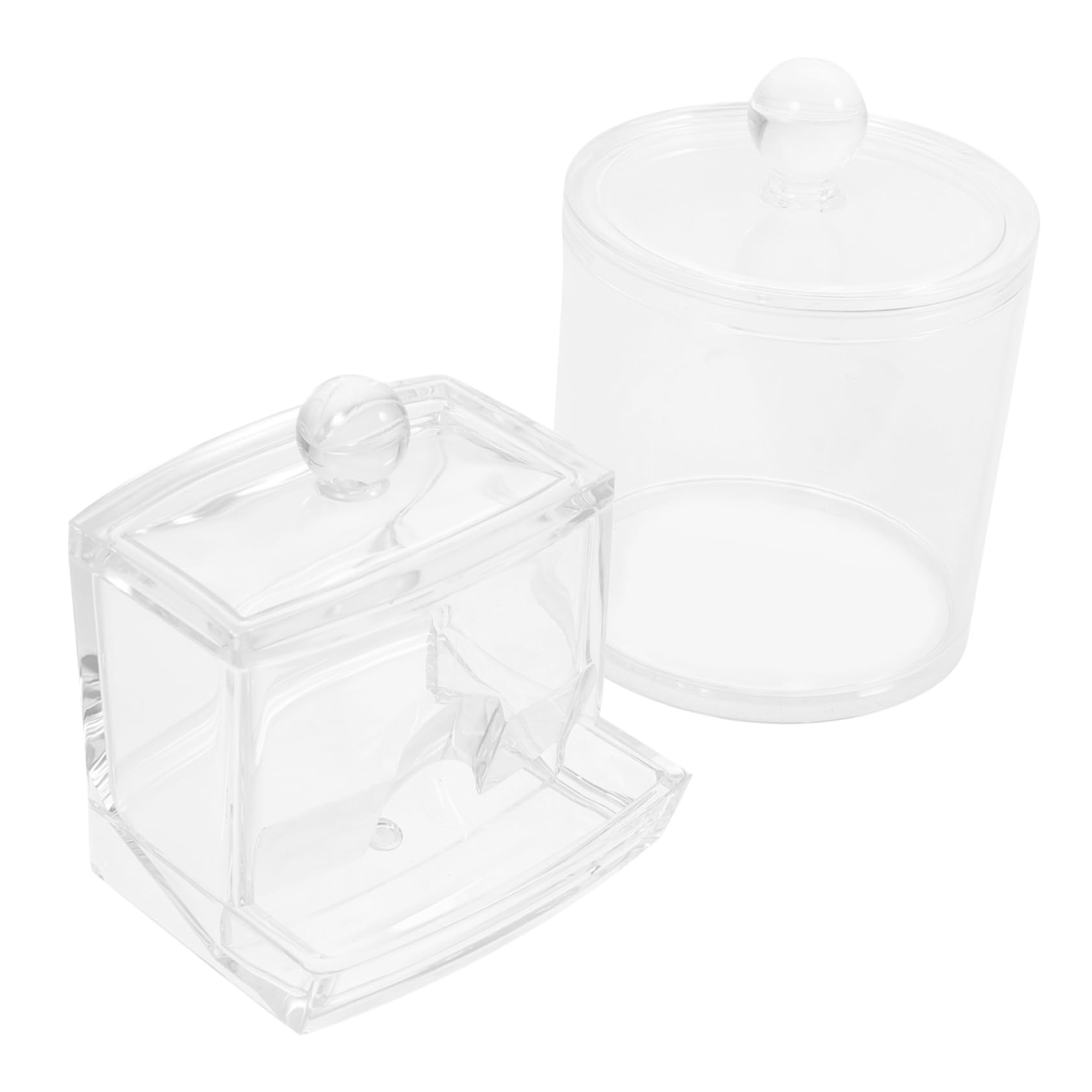 IWOWHERO Clear Acrylic Cotton Pad Storage Box with Lid 4.33X3.54X3.54 Inches Compact Makeup Storage Case for Cosmetics Organiser Bathroom Vanity